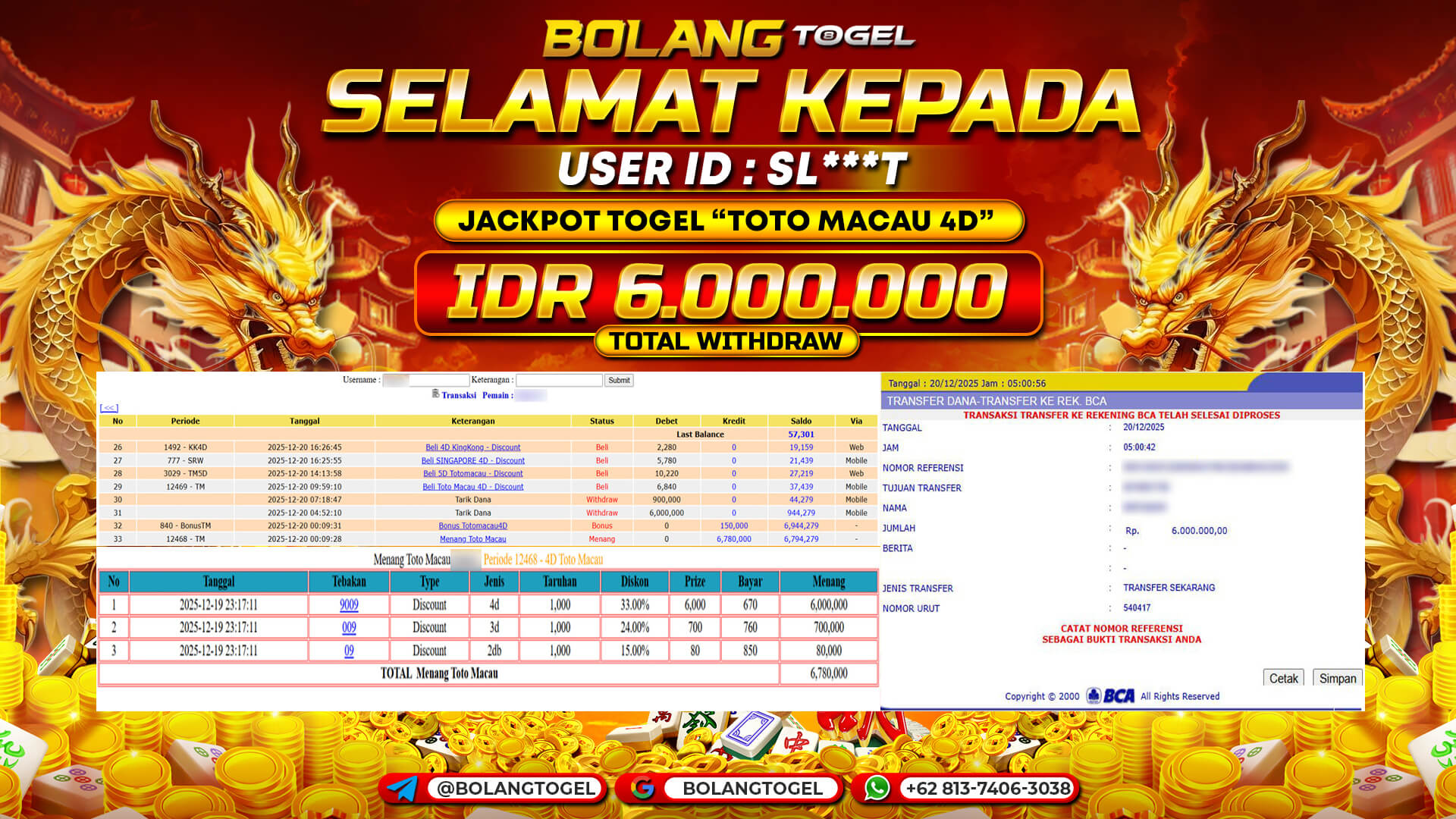 Bukti jackpot TOGEL TOTO MACAU 4D BOLANGTOGEL - gambar 1