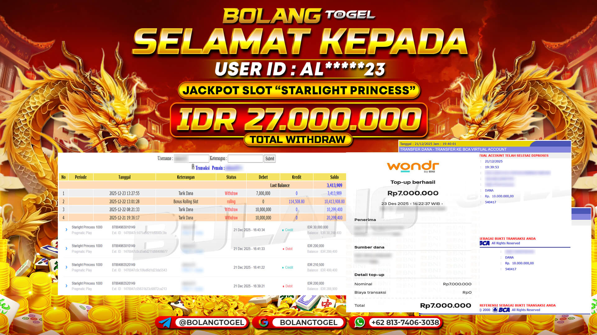 Bukti jackpot SLOT STARLIGHT PRINCESS 1000 BOLANGTOGEL - gambar 1