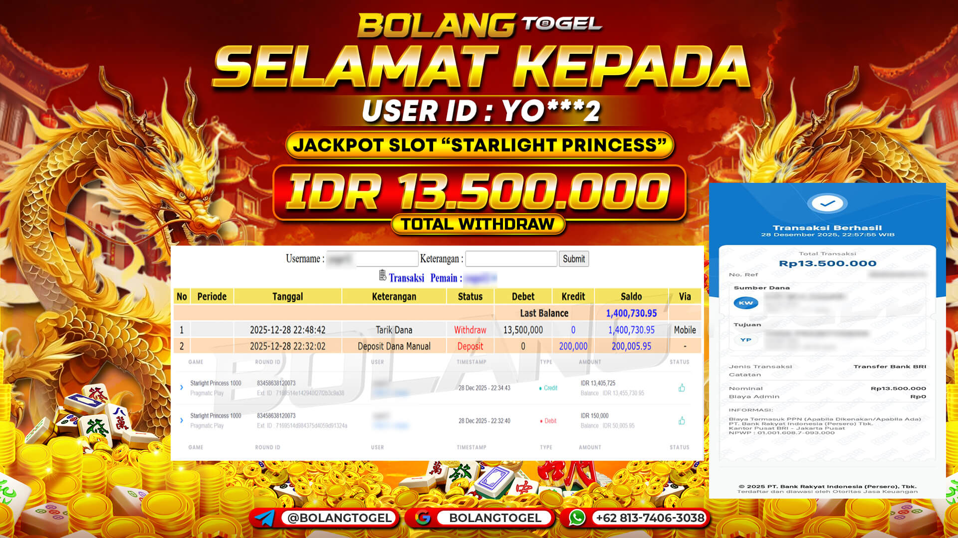 Bukti jackpot SLOT STARLIGHT PRINCESS 1000 BOLANGTOGEL - gambar 1