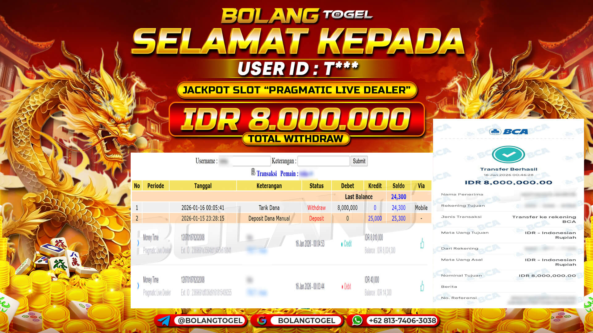 Bukti jackpot PRAGMATIC LIVE DEALER BOLANGTOGEL - gambar 1