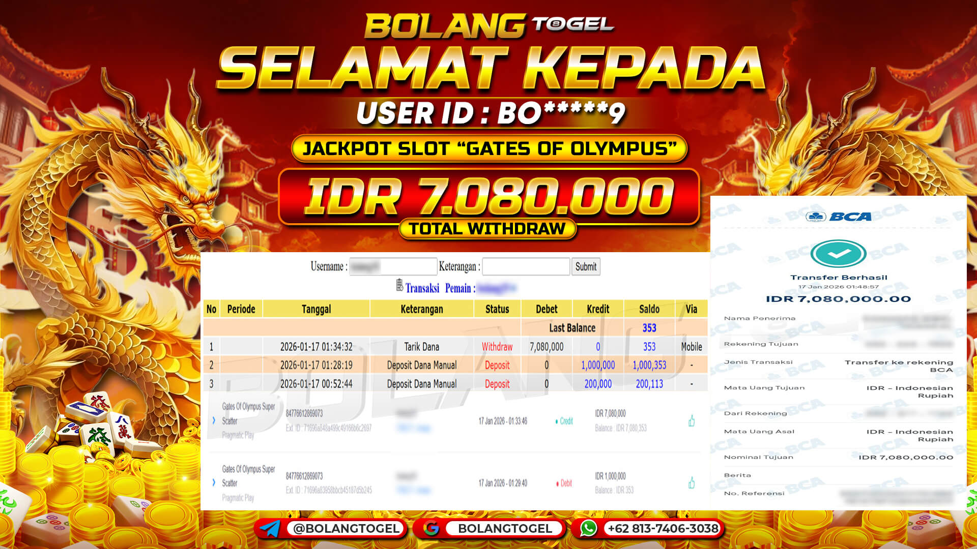 Bukti jackpot SLOT GATES OF OLYMPUS SUPER SCATTER BOLANGTOGEL - gambar 1