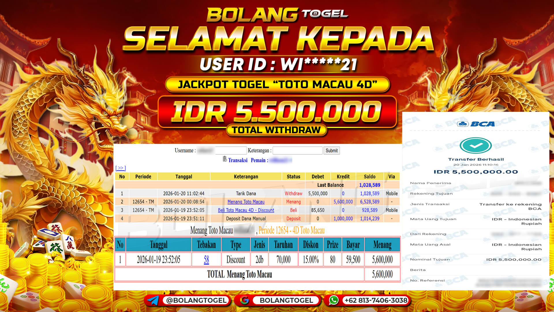 Bukti jackpot TOGEL TOTO MACAU4D BOLANGTOGEL - gambar 1