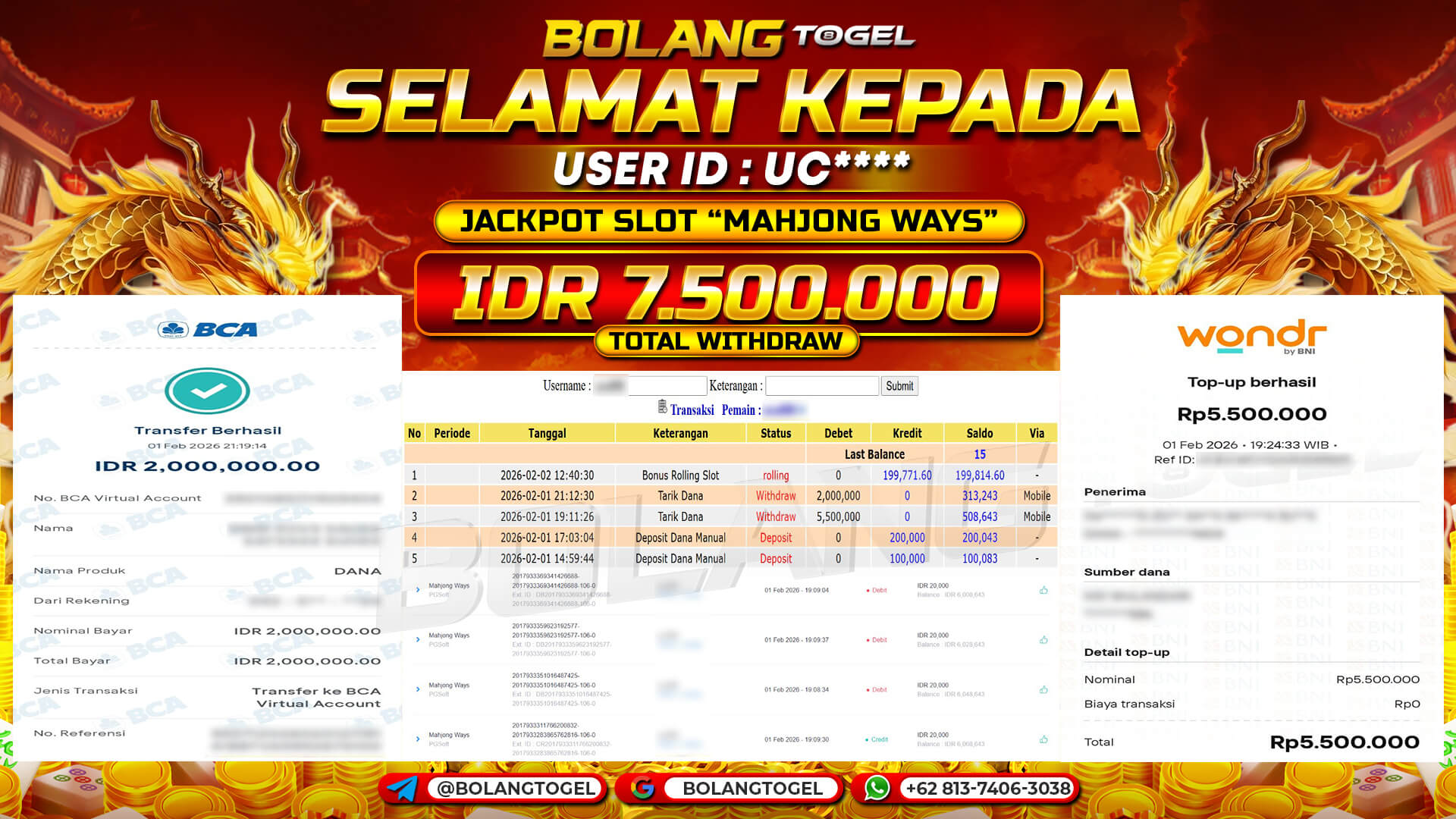 Bukti jackpot SLOT MAHJONG WAYS BOLANGTOGEL - gambar 1