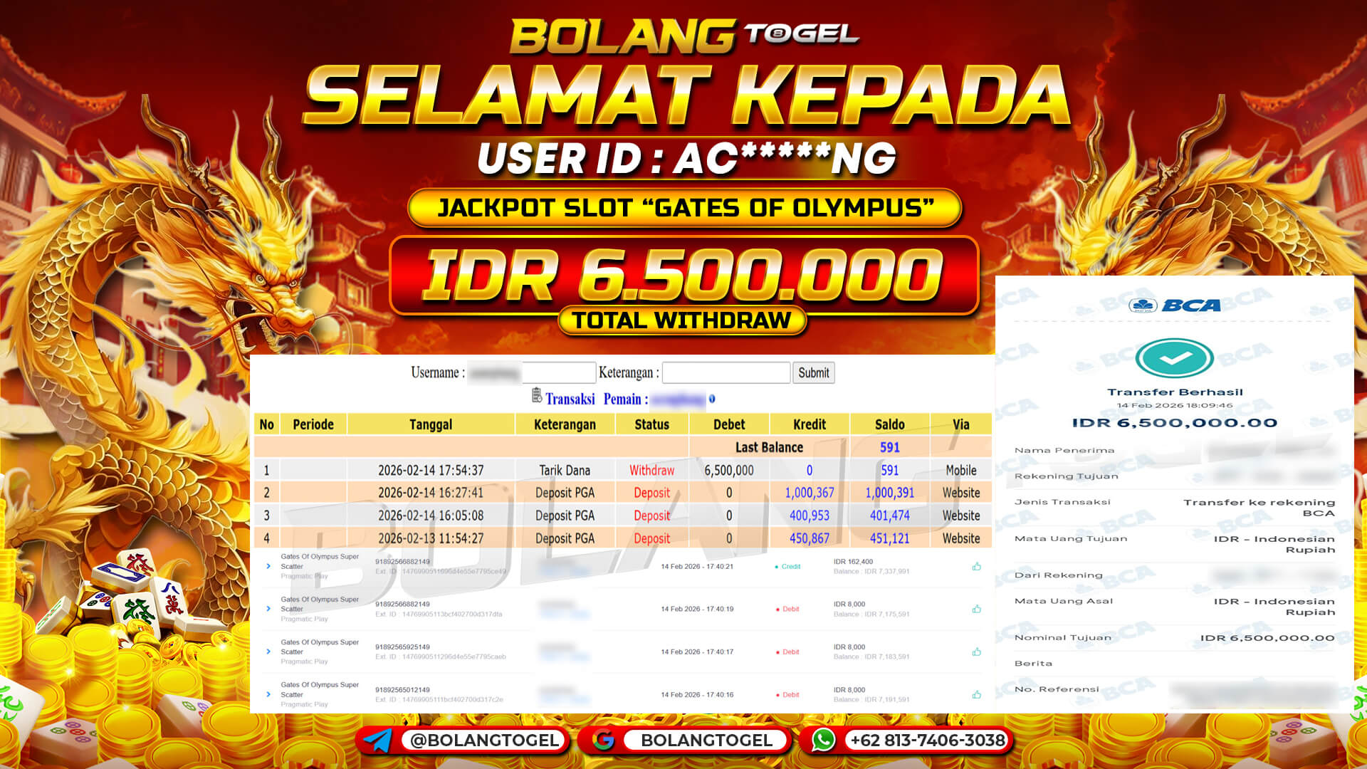 Bukti jackpot SLOT GATES OF OLYMPUS SUPER SCATTER BOLANGTOGEL - gambar 1