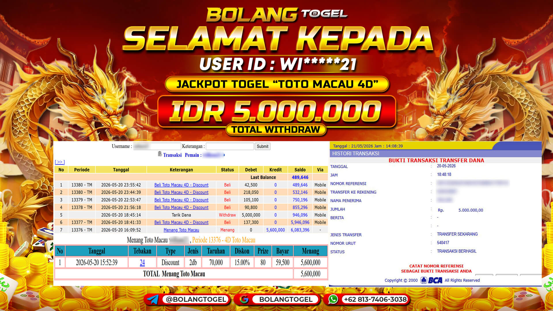 Bukti jackpot TOGEL TOTO MACAU 4D BOLANGTOGEL - gambar 1