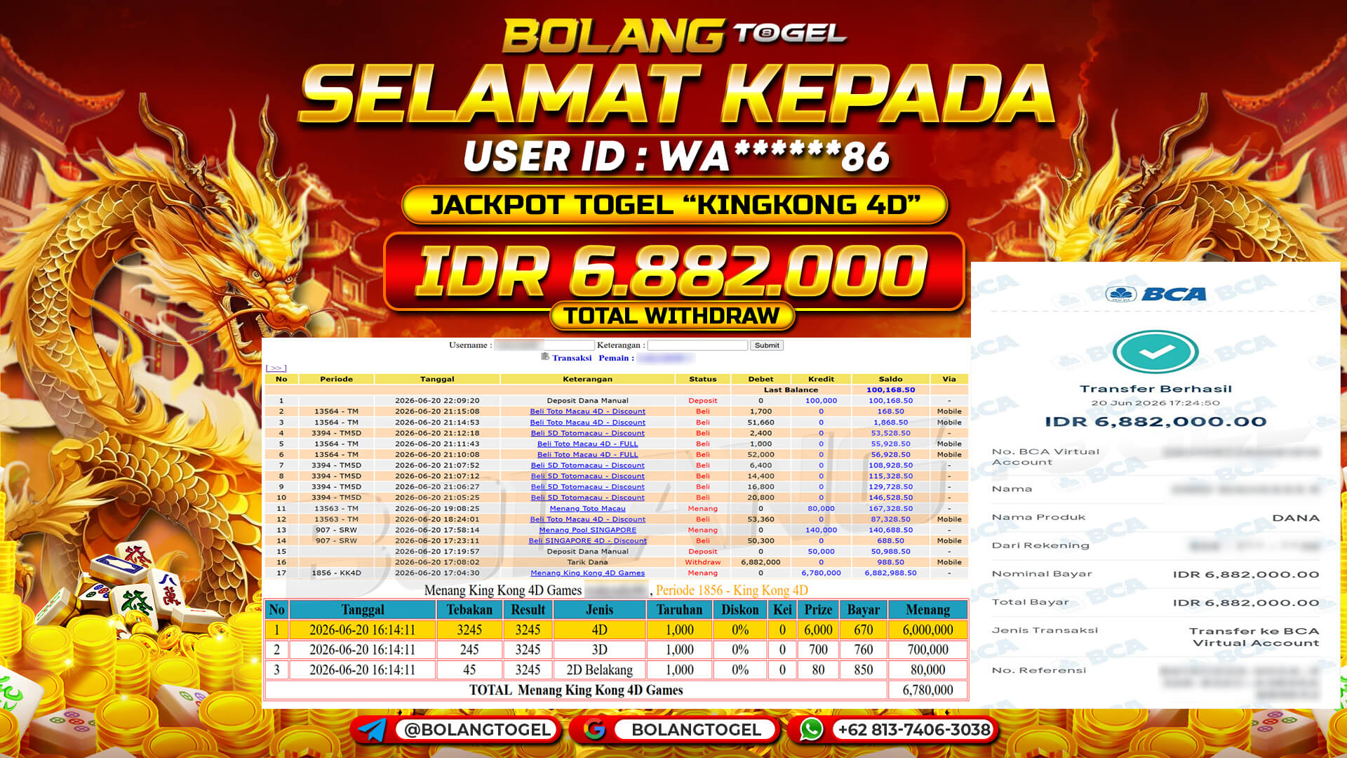 Bukti jackpot TOTO KINGKONG 4D BOLANGTOGEL - gambar 1