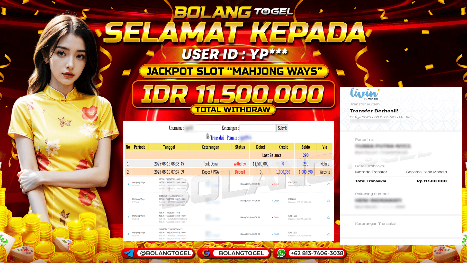 Bukti jackpot SLOT MAHJONG WAYS BOLANGTOGEL - gambar 1