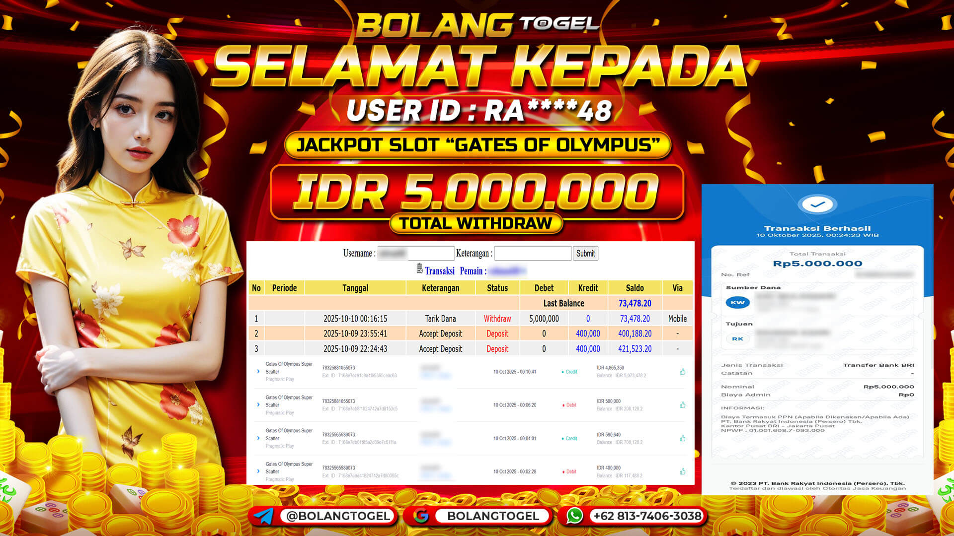 Bukti jackpot SLOT GATES OF OLYMPUS SUPER SCATTER BOLANGTOGEL - gambar 1