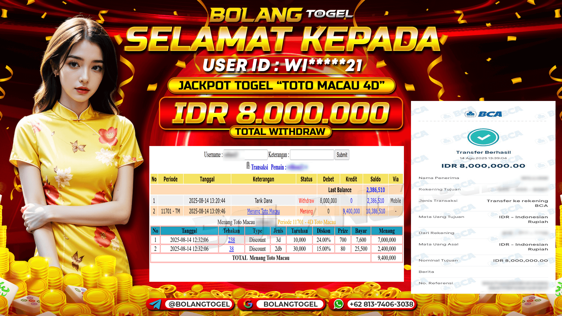 Bukti jackpot TOGEL TOTO MACAU 4D BOLANGTOGEL - gambar 1